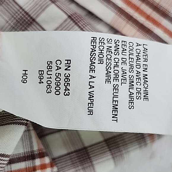 Timberland Men's Shirt Beige/Orange/Brown 100% Cotton Short Sleeve Button Up L - Picture 9 of 10